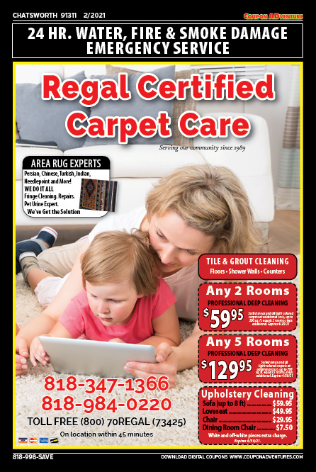 Regal Certified Carpet Care, Chatsworth, coupons, direct mail, discounts, marketing, Southern California