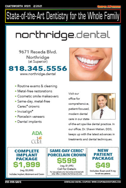 Northridge Dental, Chatsworth, coupons, direct mail, discounts, marketing, Southern California