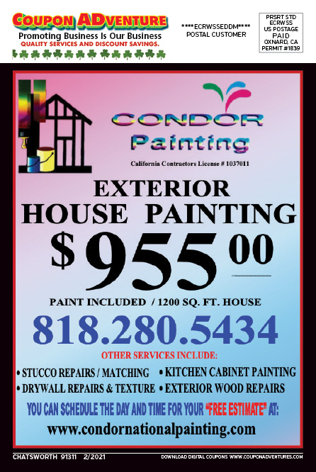 Condor Painting, Chatsworth, coupons, direct mail, discounts, marketing, Southern California