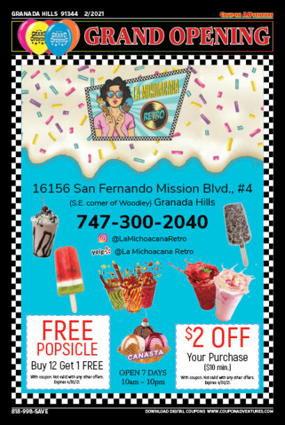 La Michoacana Retro, Granada Hills, coupons, direct mail, discounts, marketing, Southern California