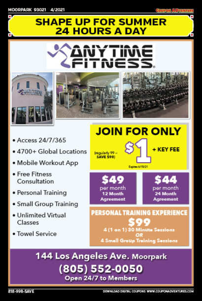 Anytime Fitness, Moorpark, coupons, direct mail, discounts, marketing, Southern California