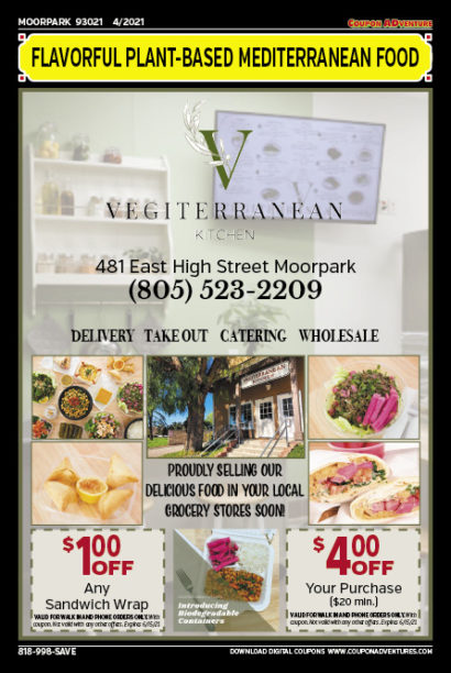 Vegiterranean Kitchen, Moorpark, coupons, direct mail, discounts, marketing, Southern California