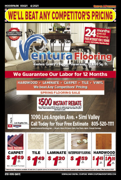 Ventura Flooring, Moorpark, coupons, direct mail, discounts, marketing, Southern California