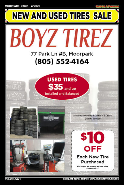 Boyz Tirez, Moorpark, coupons, direct mail, discounts, marketing, Southern California