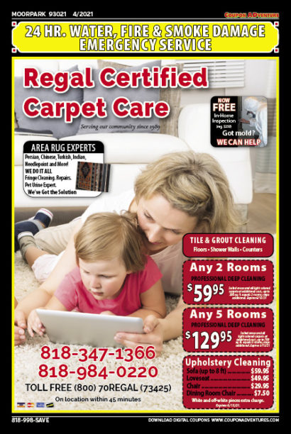 Regal Certified Carpet Care, Moorpark, coupons, direct mail, discounts, marketing, Southern California