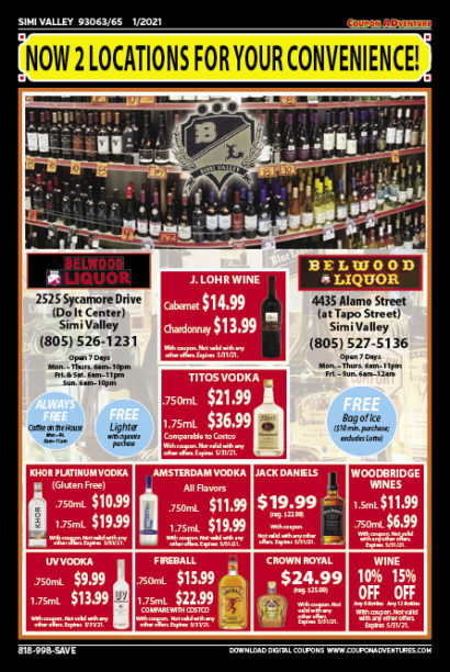 Belwood Liquor, Simi Valley, coupons, direct mail, discounts, marketing, Southern California