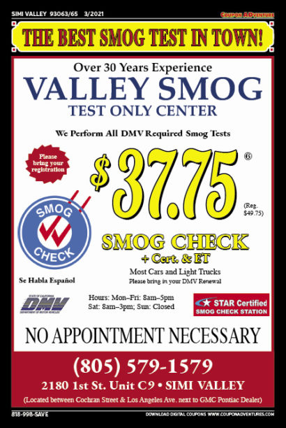 Valley Smog Test Only, Simi Valley, coupons, direct mail, discounts, marketing, Southern California