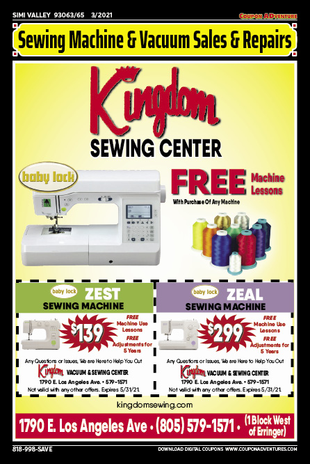 Kingdomo Sewing Center, Simi Valley, coupons, direct mail, discounts, marketing, Southern California