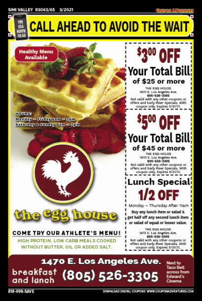 The Egg House, Simi Valley, coupons, direct mail, discounts, marketing, Southern California