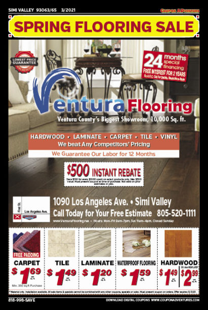 Ventuura Flooring, Simi Valley, coupons, direct mail, discounts, marketing, Southern California