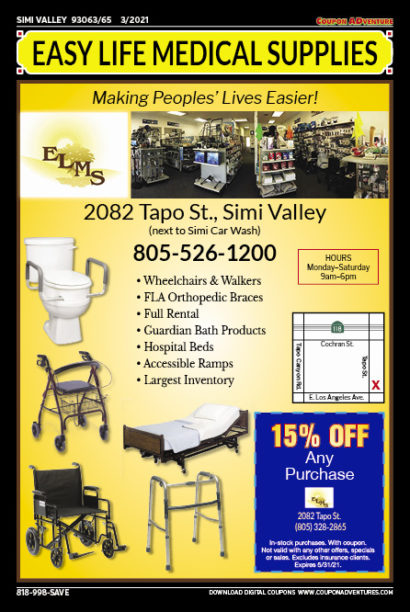 Easy Life MEdical Supplies, Simi Valley, coupons, direct mail, discounts, marketing, Southern California