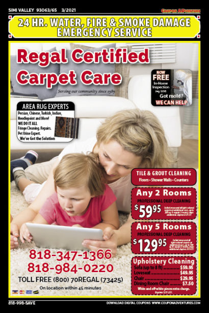 Regal Certified Carpet Care, Simi Valley, coupons, direct mail, discounts, marketing, Southern California