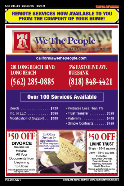 We the People, Simi Valley, coupons, direct mail, discounts, marketing, Southern California