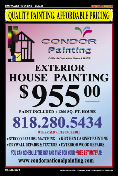 Condor Painting, Simi Valley, coupons, direct mail, discounts, marketing, Southern California