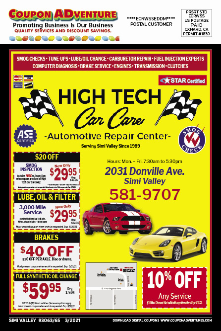 High Tech Car Care, Simi Valley, coupons, direct mail, discounts, marketing, Southern California