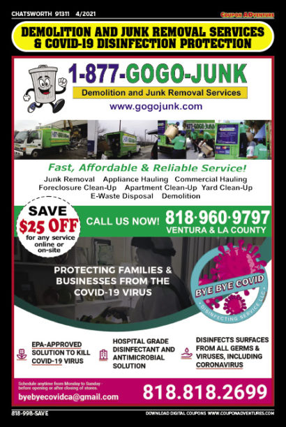 GoGo Junk, Chatsworth, coupons, direct mail, discounts, marketing, Southern California
