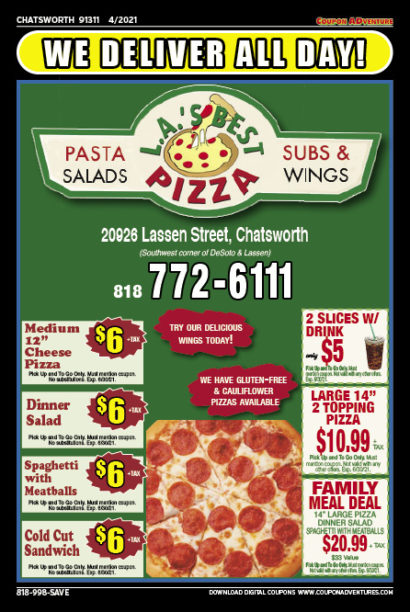 LA's Best Pizza, Chatsworth, coupons, direct mail, discounts, marketing, Southern California