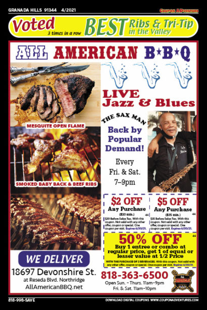 All American BBQ, Granada Hills, coupons, direct mail, discounts, marketing, Southern California