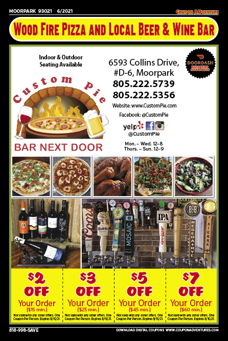 Custom Pie, Moorpark coupons, direct mail, discounts, marketing, Southern California