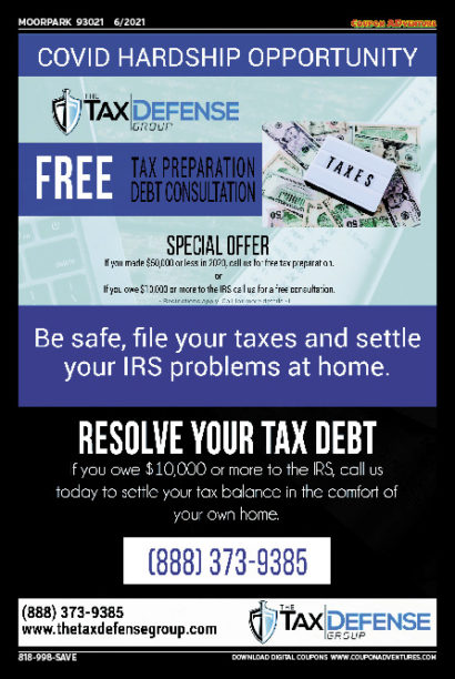 The Tax Defense Group, Moorpark coupons, direct mail, discounts, marketing, Southern California