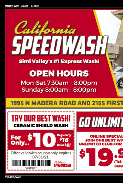 California Speedwash, Moorpark coupons, direct mail, discounts, marketing, Southern California