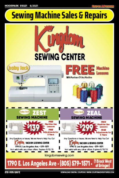 Kingdom Sewing Center, Moorpark coupons, direct mail, discounts, marketing, Southern California