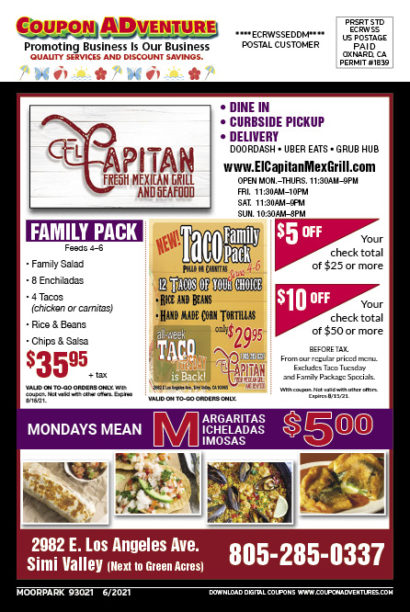 El Capitan, Moorpark coupons, direct mail, discounts, marketing, Southern California