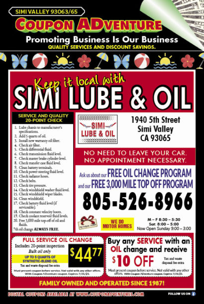 Simi Lube & Oil, SImi Valley, coupons, direct mail, discounts, marketing, Southern California