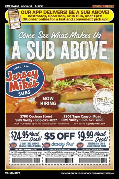 Jersey Mike's Subs, SImi Valley, coupons, direct mail, discounts, marketing, Southern California