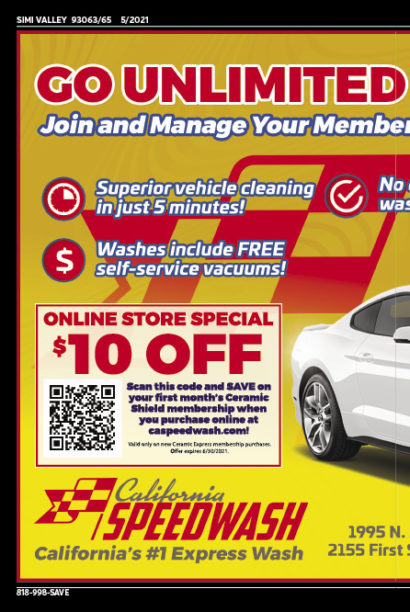 California Speedwash, SImi Valley, coupons, direct mail, discounts, marketing, Southern California