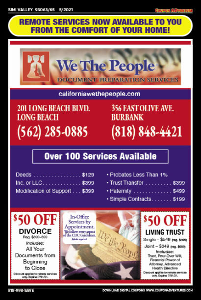 We The People, SImi Valley, coupons, direct mail, discounts, marketing, Southern California