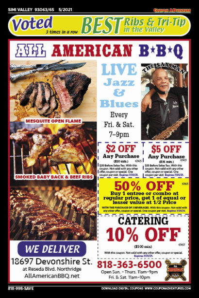 All American BBQ, SImi Valley, coupons, direct mail, discounts, marketing, Southern California