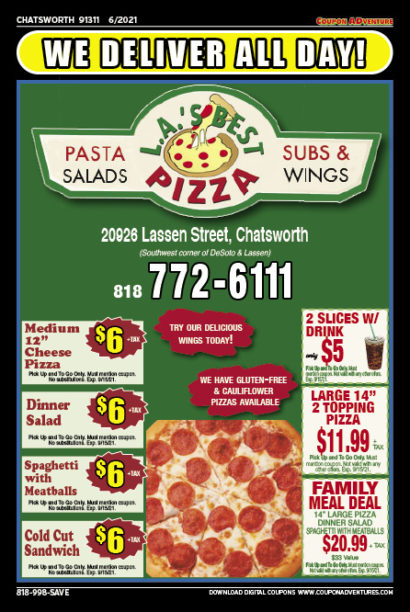 LA' Best Pizza, Chatsworth, coupons, direct mail, discounts, marketing, Southern California