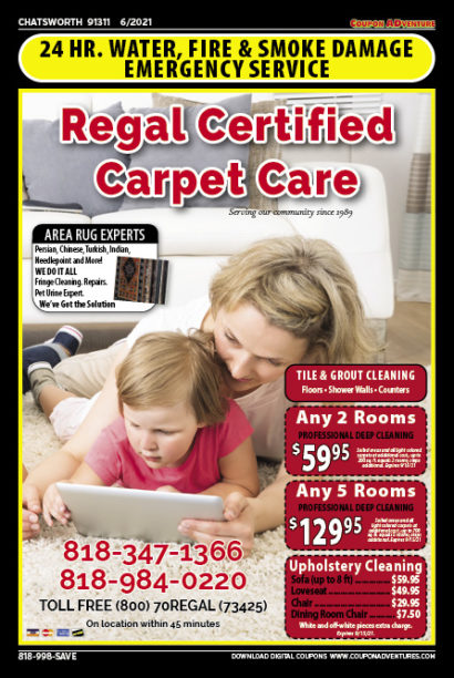 Regal Certified Carpet Care, Chatsworth, coupons, direct mail, discounts, marketing, Southern California