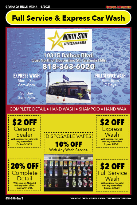 North Star Express Car Wash, Granada Hills, coupons, direct mail, discounts, marketing, Southern California