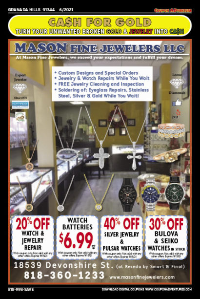 Mason Fine Jewelers, Granada Hills, coupons, direct mail, discounts, marketing, Southern California