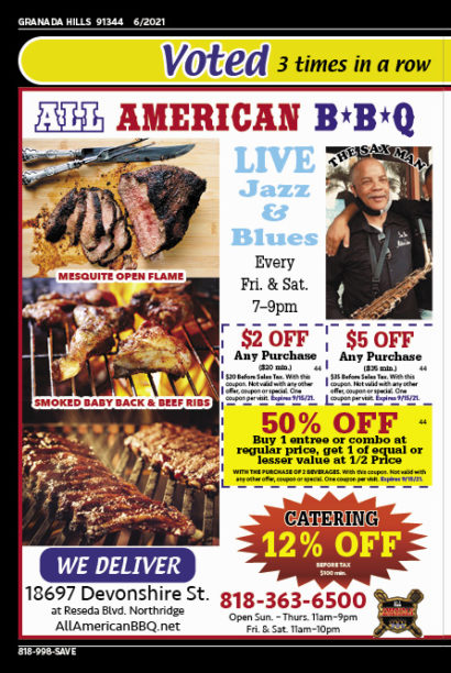 All American BBQ, Granada Hills, coupons, direct mail, discounts, marketing, Southern California