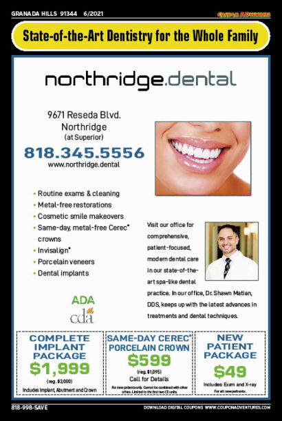 Northridge Dental, Granada Hills, coupons, direct mail, discounts, marketing, Southern California