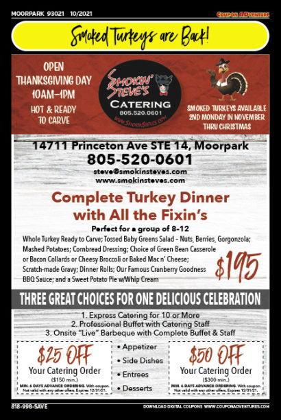 Smokin' Steve's Catering, Moorpark, coupons, direct mail, discounts, marketing, Southern California