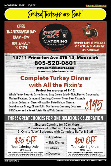 Smokin' Steve's Catering, Moorpark, coupons, direct mail, discounts, marketing, Southern California