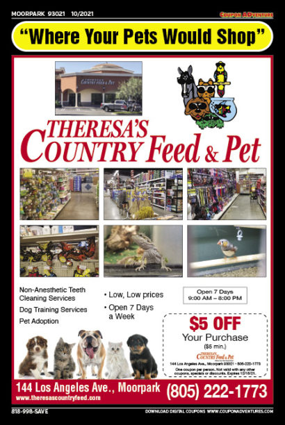 Theresa's Country Feed & Pet, Moorpark, coupons, direct mail, discounts, marketing, Southern California