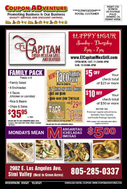 El Capitan, Moorpark, coupons, direct mail, discounts, marketing, Southern California