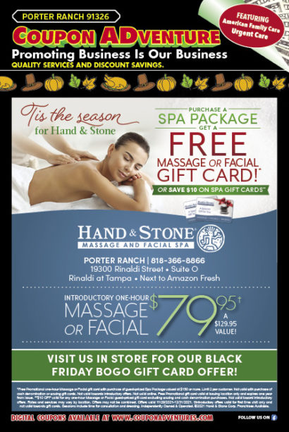 Hand & Stone Massage and Facial Spa, Porter Ranch, coupons, direct mail, discounts, marketing, Southern California