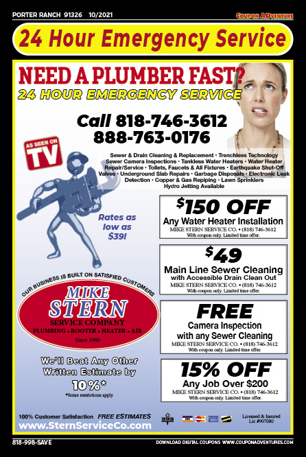 Mike Stern Service Company, Porter Ranch, coupons, direct mail, discounts, marketing, Southern California
