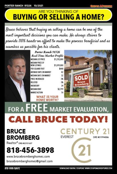 Bruce Bromberg, Century 21, Porter Ranch, coupons, direct mail, discounts, marketing, Southern California