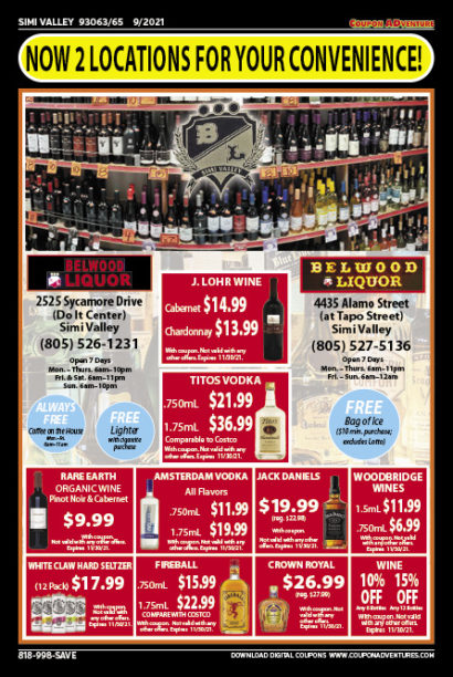 Belwood Liquor, SImi Valley, coupons, direct mail, discounts, marketing, Southern California