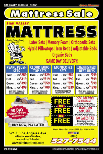 Simi Valley Mattress, SImi Valley, coupons, direct mail, discounts, marketing, Southern California