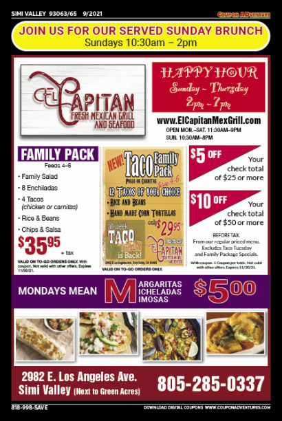 El Capitan Fresh Mexican Grill and Seafood, SImi Valley, coupons, direct mail, discounts, marketing, Southern California
