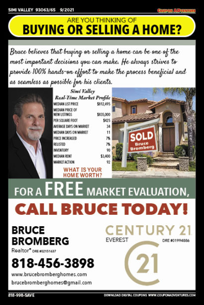 Bruce Bromberg, Century 21, SImi Valley, coupons, direct mail, discounts, marketing, Southern California