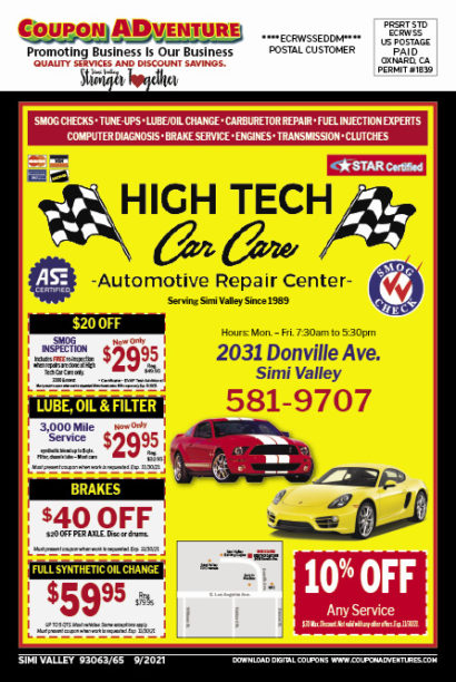 High Tech Car Care, SImi Valley, coupons, direct mail, discounts, marketing, Southern California